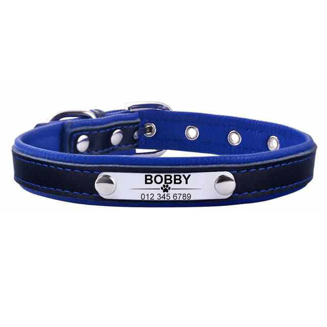 Personalisiertes dunkles Hundehalsband mit Namen graviert