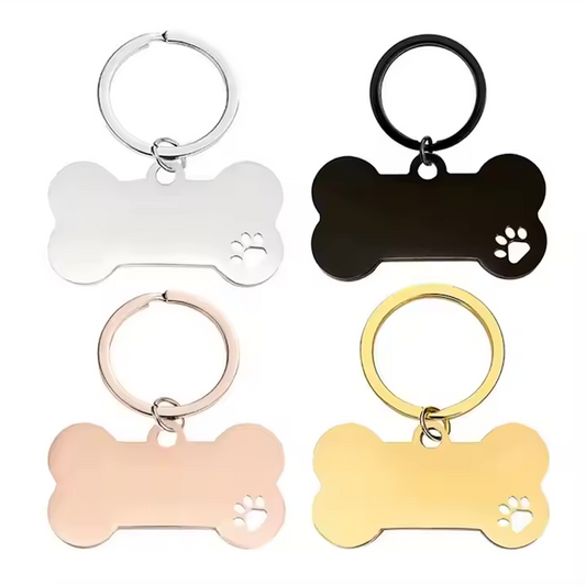 Knochenförmige Hundemarke mit Gravur, Name und Telefon personalisiert